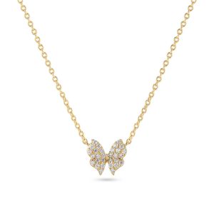 Collier Sif Jakobs Farfalla Plaqu&eacute; Or Jaune 18k Oxydes De Zirconium Blancs Collection Essenza - Neuf