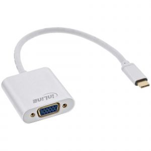 InLine 64104S c&acirc;ble vid&eacute;o et adaptateur 0,2 m USB Type-C VGA (D-Sub) Argent - Neuf