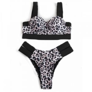 Bandage Socard Gris Imprimé Épaule Bikini Bikini Femme Dur Enveloppé Acier Support Maillot De Bain (S) - Neuf