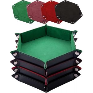 Eryi-4 Pièces Piste De Dés Cuir Et Velours Plateau De Des Pliable Pour Dnd Rpg Jeux De Table, Café, Vert, Rouge Et Noir - Neuf