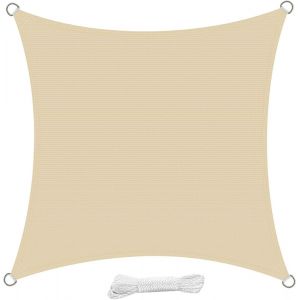 Checarzhn--No1-Voile D'ombrage Carré 2x2 Mètre Voile Ombrage Hdpe Respirant Anti Uv Pour Jardin Terrasse Patio, Crème - Neuf