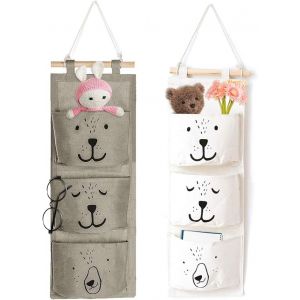 Lot De 2 Sacs De Rangement Suspendus, Avec 3 Poches, Organiseur De Poche Suspendu, Sac De Rangement, Sac Suspendu En Tissu, Rangement Suspendu, Décoration De Rangement De Chambre À Coucher-Générique - Neuf