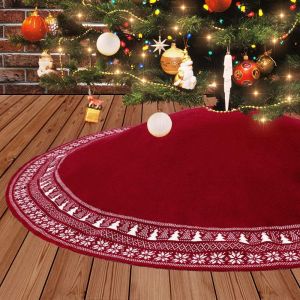Jupe de sapin de Noël Dremisland, jupe de sapin de Noël tricotée de 122 cm avec flocon de neige, décorations de Noël rustiques épaisses pour les fêtes, couvre-tapis, jupe de sapin - Neuf