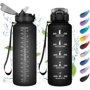 Eryi-Gourde 1.5l, Bouteille D'eau Sport, Gourde Grande, Gourde Avec Paille, Gourde Marqueur De Temps, Gourde Motivation, Bouteille D'eau Étanche, Gourde Reutilisable Pour Fitness, Voyage, Course À Pi - Neuf