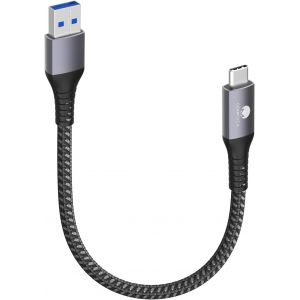 THEF-Câble USB C Court 30cm/0.3M 10Gbps USB3.1 Gen2 Câble de Données Type C Android Auto QC3.0 3.1A USB A à C Chargeur Rapide pour Samsung Note20 Galaxy S23/S22 Z Flip 5 Pixel 7 OnePlus 11 Gris - Neuf