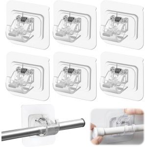 6 Pièces Support Tringle Rideaux Sans Percage,Supports Pour Tringles À Rideaux Auto-Adhésifs Support Tringle Rideaux Sans Percage Crochet Rideau Adhesifs Pour Rideaux Suspendus Ou Porte-Servi - Neuf
