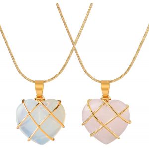 Kal-Collier Barbi, Pendentif Barbi, Pendentif Pierre Naturelle, Collier Coeur Femme Barbi, Rose Quartz Barbi Collier, Collier Coeur Opale, Barbi Collier Bijoux, Collier Barbi Fille, Pour Femme Filles - Neuf