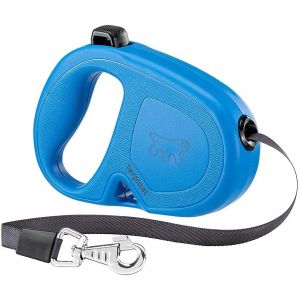 Laisse Chien Enrouleur Flippy One, Laisse Pour Chiens De Taille Moyenne Jusqu'&agrave; 25 Kg. Sangle Extensible Max 5 M. Bouton Unique Pour Verrouiller Et D&eacute;verrouiller, Bleu Clair - Neuf