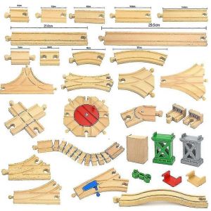 Rails en bois Jouets ferroviaires en h&ecirc;tre Accessoires de voie de train en bois adapt&eacute;s &agrave; la biro Rails en bois de toutes les marques Jouets &eacute;ducatifs pour enfants - Neuf