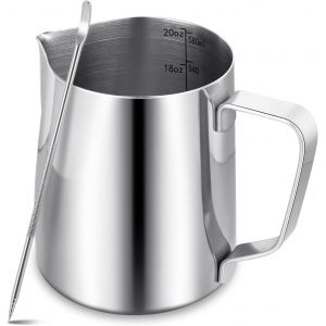 KAL-Pichet Mousseur À Lait Pour Machine À Café,600 Ml/20 Oz En Acier Inox 304 Avec Stylo,Accessoires De Barista En Métal Pour Cappuccino,Latte Et Expresso,Passe Au Lave-Vaisselle - Neuf