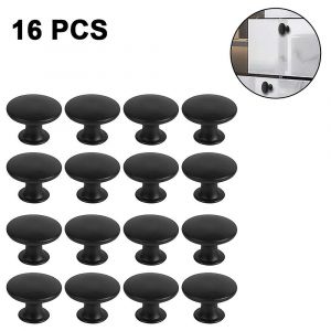 16 Morceaux Cabinet des poignées de Porte, 30mm Vintage Commode Boutons Set Noir - Neuf