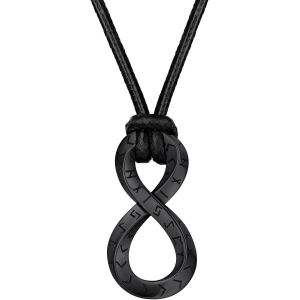 Trahoo-Collier Runes Viking Nordique Anneau De Möbiu Acier Inoxydable, Pendentif Mobius Rond/Triangle/Infini Viking Runique Avec Chaîne Cuir - Neuf
