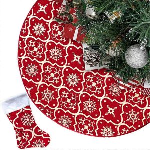Jupe de sapin de No&euml;l de 122 cm (48 pouces), tapis de protection doux, d&eacute;coration flocon de neige, style ferme - Neuf