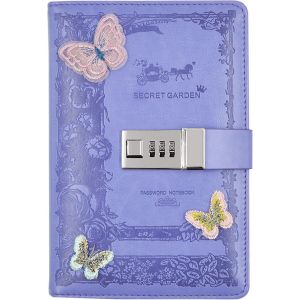 Chenquansarl-Carnet De Note Journal Intime Avec Code(D&eacute;cor Papillon), Carnet Secret Fille, B6 Cuir Pu &Eacute;criture Carnet Avec Serrur Pour Bureau Scolaires &Eacute;tudiant Papeterie Cadeau D'anniversaire, 200x1 - Neuf