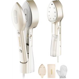 MEVRONISSHOP-D&eacute;froisseur Vapeur Voyage 1000W, 100-240V double Tension Presses &agrave; repasser vapeur portatif, 6+1 motifs textiles, 15s chauffage Express, compact & s&eacute;curis&eacute; - Neuf