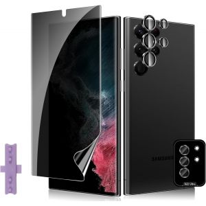 Kal-Pour Samsung Galaxy S22 Ultra Anti-Espion Protection Écran, 1+1 Pièces Tpu Anti-Spy Protecteurs D'écran + Caméra Lentille Protecteur Film, Hd Anti-Empreintes Sans Bulles Privacy Tpu-Film - Neuf