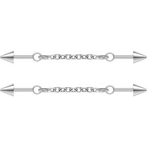 Kal-Paire Bijoux Piercing Industriel Acier Chirurgical 16g, Boucles D'oreilles &Agrave; Tige Industrielles Cha&icirc;ne Pendante, Bijoux Barre Industrielle Cartilage H&eacute;lix Pour Femmes Et Hommes - Neuf