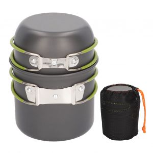 Pot De Camping En MéTal De Qualité Alimentaire, Anti-BrûLure, PoignéE Pliable, Ustensiles De Cuisine De Camping Largement UtiliséS, Bol Pour Camping Voyage Pique-Nique - Neuf
