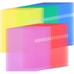 Tianyi-45 Pcs Chemises Plastique, Dossier Pochette A4 Pochette Document 5 Couleurs Vives Transparent Plastique Sous Chemise Pour Ranger Et Classer Papiers, Documents, Etc - 31 * 22 Cm - Neuf