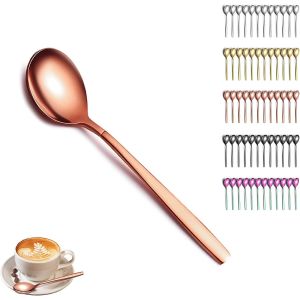 Cmws-Cuillère À Café En Or Rose Set De 12, Couverts En Acier Inoxydable Plaqué Titane Rose Cuillère À Café, Cuillère À Café Petite Cuillère À Dessert, Lave-Vaisselle - Neuf