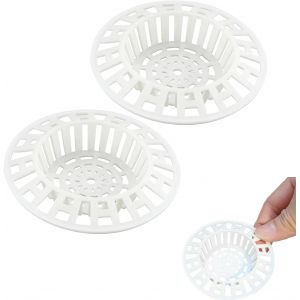 SEPT-Filtre d'&eacute;vier en plastique blanc, lot de 2 pi&egrave;ces, bouchon de vidange de douche, bouchon de baignoire, filtre d'&eacute;vier attrape-cheveux, protecteur de trou de douche, couvercle de vidange de douc - Neuf