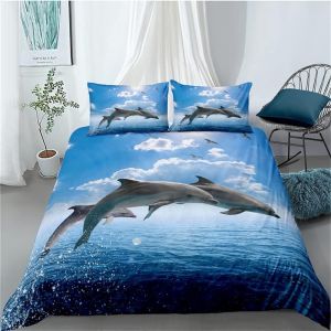 Ensemble De Housse De Couette Th&iquest;&iquest;Me Dauphin - Ensemble De Housse De Couette Imprim&iquest;&iquest;E En D Ensemble De Literie En Microfibre Respirante (Dauphin , - Neuf