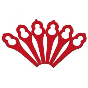 Lot de 100 lames en plastique de rechange pour coupe-bordure Bosch, Einhell, Florabest, grand trou 11 mm, petit trou 7 mm, rouge - Neuf