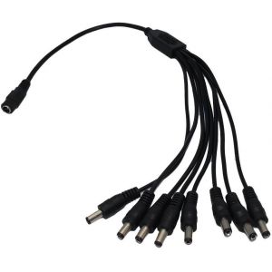 DC câble répartiteur d'alimentation, 1 Femelle vers 8 Male Camera câble répartiteur d'alimentation CC, Branche câble DC Jack Y Splitter pour pour CCTV Caméra de sécurité, LED Strip Light - Neuf