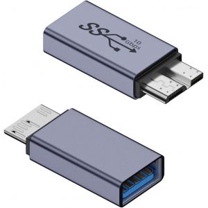 KALANKA-10Gbps USB A Femelle à USB3.0 Micro B Mâle Disque Dur Externe Adaptateur USB3.1 à Micro B Données Charge Convertisseur, pour SSD Disque Dur Externe Appareil Photo Numérique Téléphone, 2Pcs - Neuf