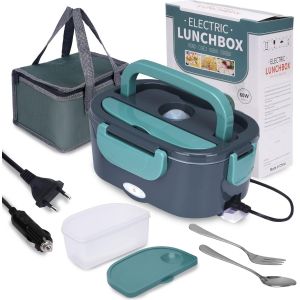 Lunch Box Chauffante, 3 En 1 Boite Chauffante Repas(12V / 24V / 220V), 1.5L Portable Gamelle Chauffante, 60W Boite A Repas Chauffante Pour Voiture, Camion, Maison Ou Camping - Neuf