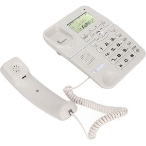 Téléphone Filaire,Téléphone Fixe avec Affichage de L'identification de L'appelant,Systèmes Doubles FSK/DTMF,Téléphones Fixes de Bureau pour la Maison (Blanc) - Neuf