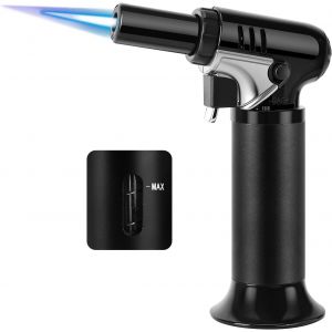 JEXNOVASHOP-Chalumeau de Cuisine, R&eacute;glable et Rechargeable Briquet Chalumeau,Torche &agrave; Butane avec Verrouillage de S&eacute;curit&eacute;, Gaz Bricolage pour Cuisson BBQ Cr&egrave;me Br&ucirc;l&eacute;e(Butane non Inclus) - Neuf