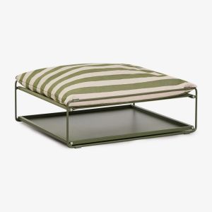 Pouf De Jardin Convertible En Table D'appoint Amaro Beige Tapioca - Vert Olive Intense - Neuf