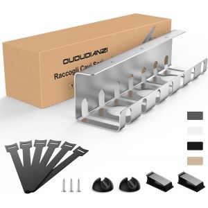 Cable Management Bureau, Rangement Cable Bureau, Goulotte Passe C&acirc;bles, Cache Cable, Plateau de Gestion des C&acirc;bles, Chemin de C&acirc;bles pour La Gestion des C&acirc;bles et Multiprises - Gris - Neuf