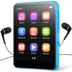 Lecteur MP3 64 Go avec Bluetooth 5.3, Portable HiFi Sound Music Player, &eacute;cran tactile complet, haut-parleur HD int&eacute;gr&eacute;, radio FM, enregistreur vocal, livre &eacute;lectronique, &eacute;couteurs inclus - Neuf