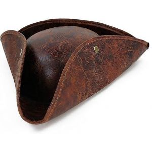 Chapeau De Pirate En Similicuir - Chapeau Tricorne De Style Colonial En Cuir Vieilli Marron - Neuf