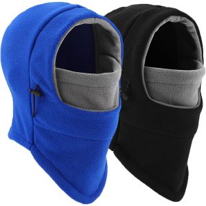 Cagoule De Ski 2 Pièces Noir/Gris + Bleu/Gris ¿ Coupe-Vent, Chaude, Polaire, Ajustable, Pour Homme Et Femme - Neuf