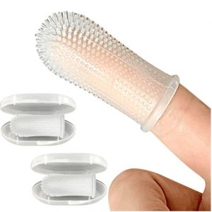 Lot De 2 Brosses À Dents Blanches En Silicone Pour Chien, Poils Enveloppés Et Étui De Rangement, Nettoyage Facile Des Dents. - Neuf