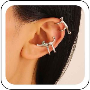 Kal-Boucles D'oreilles À Clip Pour Chatons Boucles D'oreilles Enveloppantes En Cristal Avec Chatons Boucles D'oreilles Non Perçantes Pour Les Femmes Qui Aiment Les Animaux De Compagnie - Neuf