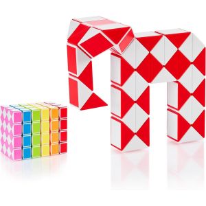 KAL-® Magic Snake Cube | Jouet De Poche Pour Les Enfants De 4 À 8 Ans | Cadeau Anniversaire Enfants Invites | Cadeau Pour Élèves - 48 Blocs | 2,3 Mm X 1,8 Mm | Rouge - Neuf