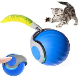 Jouet Interactif Intelligent Pour Chat,Balle Roulante Automatique Pour Chats Et Chiens,Jouets Pour Chat À Balle Mobile Pour L'intérieur,360° Avec Chargement Usb (Bleu) - Neuf