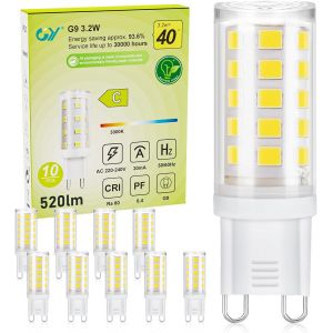 Ampoule G9 Led Blanc Chaud 2700k, 3.2w 520lm Equivalent 40w, Classe C Ampoule Led G9, 16mm X 50mm, 220-240v, Base En C&eacute;ramique, Non-Dimmable, Lot De 5 - Neuf