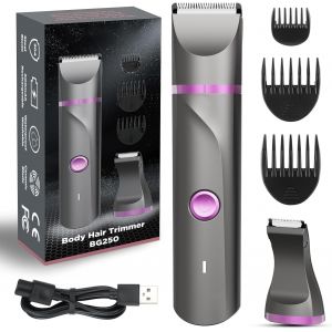 Rasoir Intime Pour Femme - Rasoir Électrique Pour Femme - Rasoir Intime Pour Femme - Rechargeable - Étanche Pour Humide Et Sec - Gris Violet - Neuf