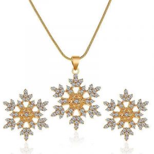 Ensemble Collier Et Boucles D'oreilles Pendentif Flocon De Neige Pour Femmes Et Filles, Bijoux En Cristal Pour Les F&ecirc;tes D'hiver, Accessoires D'hiver &Eacute;l&eacute;gants - Neuf
