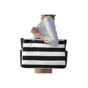 Grande Fermeture &Eacute;clair Sacs De Plage Ray&eacute; Sac Fourre-Tout Pour Les Voyages De Vacances En Plein Air-Gris - Neuf