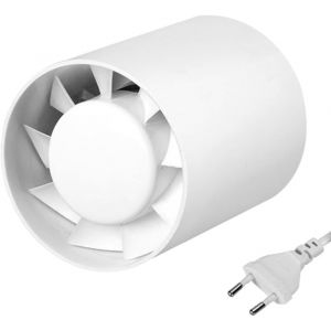 KALANKA-100mm Extracteur D'air Silencieux, 130m³/h Ventilateur d'extraction de gaine en ligne, 34dB Ventilateur de gaine, Pour le bain,WC,toilette,tente,serre,cuisine,bureau,garage - Neuf