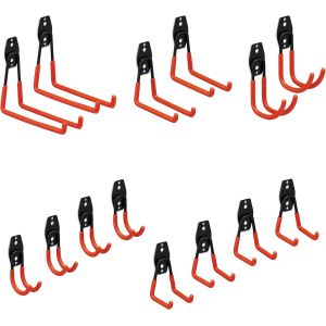CHECARZHN--NO1-Crochet Mural, Set De 14, Support Pour Outils, Acier, Caoutchouté, Rangement Outils De Jardin, Noir-Orange - Neuf