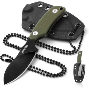 Couteau De Cou Edc-Lame Pleine En Acier D2 Avec Étui En Kydex,Manche En G10 - Neuf