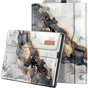 Housse Pour Microsoft Surface Pro 7+/Surface Pro 7/Pro 6/Pro 5/Pro 4/Pro 3 - Coque Multi-Angle Ajustables Etui De Protection Fermeture Magnétique Cover Avec Poche De Documents, Marbre Nuageux - Neuf