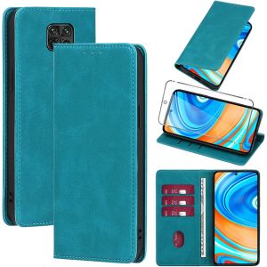 Kal-Coque Cuir Pour Xiaomi 11 Lite 5g Ne/Mi 11 Lite 4g/5g Avec 1 Verre Tremp&eacute; Etui &Agrave; Rabat En Pu Porte-Cartes Portefeuille Support Flip Housse Magn&eacute;tique Antichoc Anti-Rayures Case 6.55"",Bleu Clair - Neuf